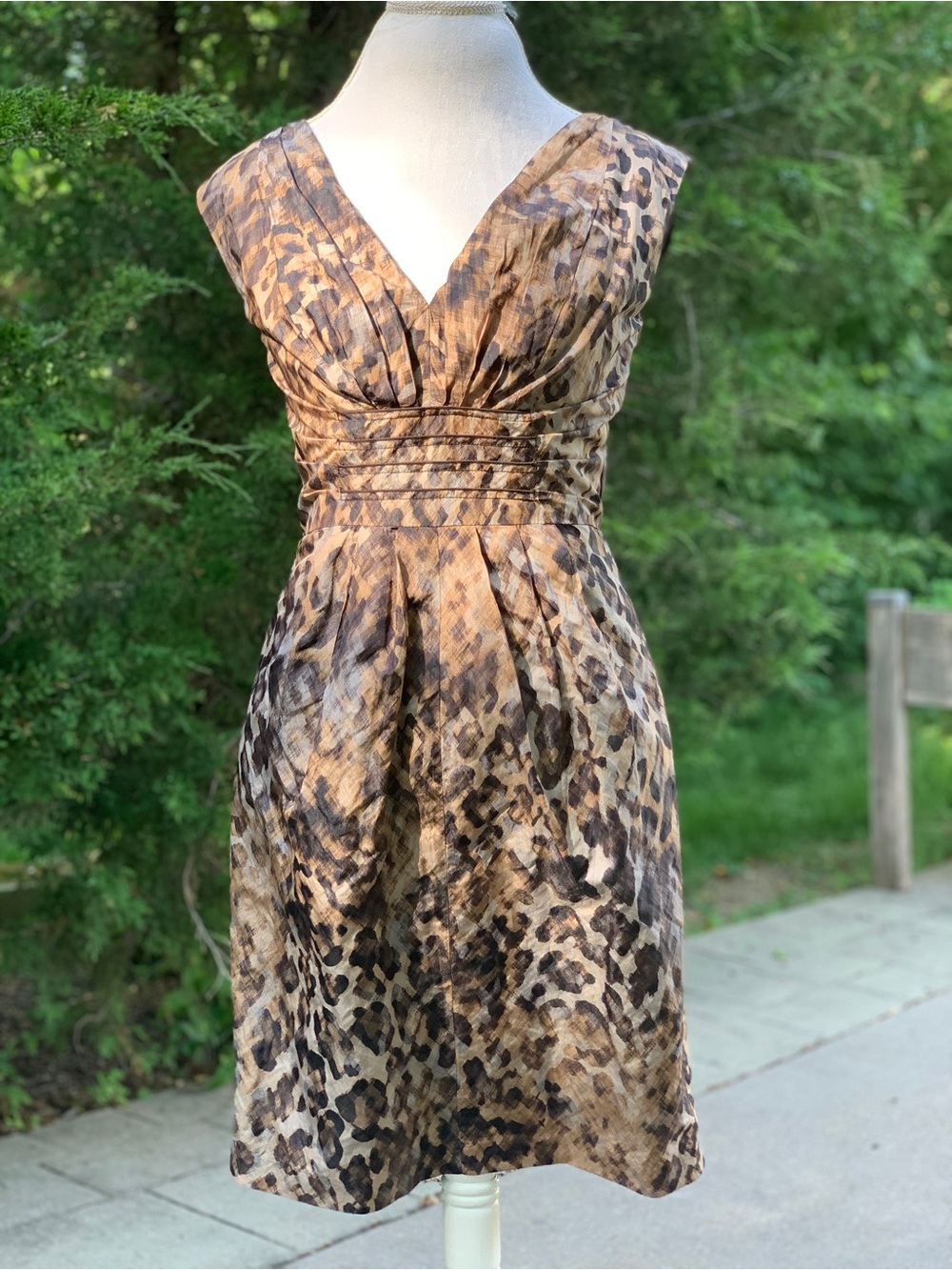 Suzi Chin for Maggy Boutique Brown Leopard Print V-Neck Dress
